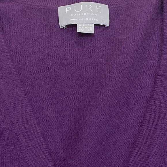 Pure Collection M Purple Cardigan | 100% Cashmere, Jewel Tone, Retail $300 - Picture 5 of 8